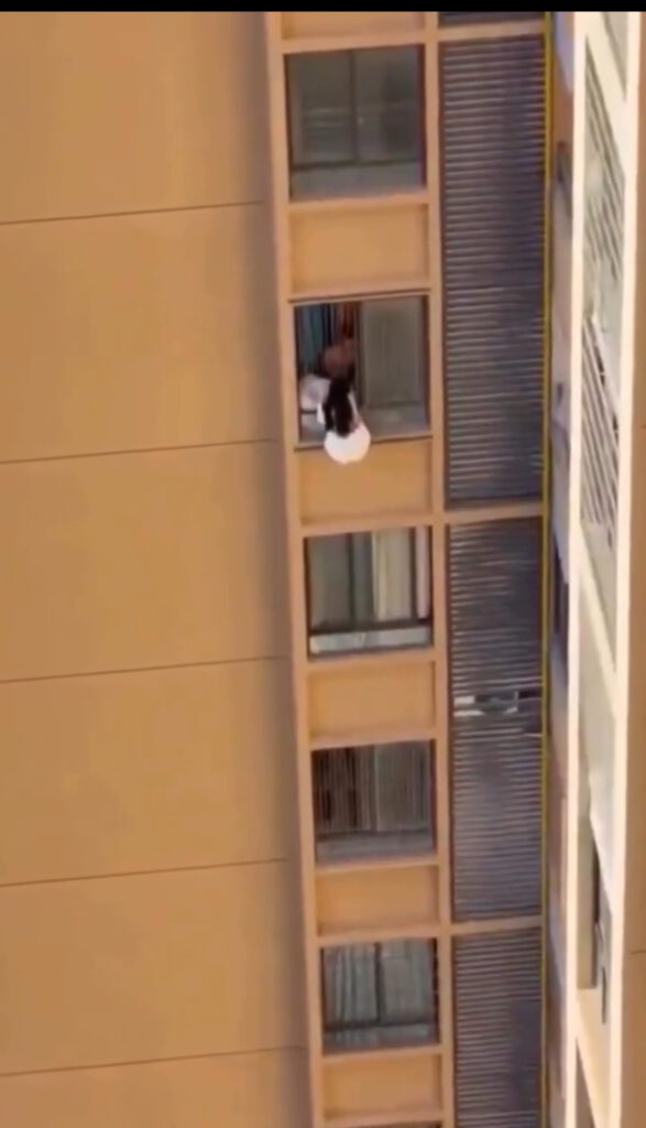 Terrifying Moment Mistress Nearly Falls