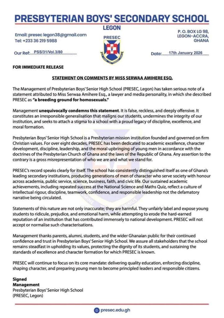 Serwaa Amihere press statement