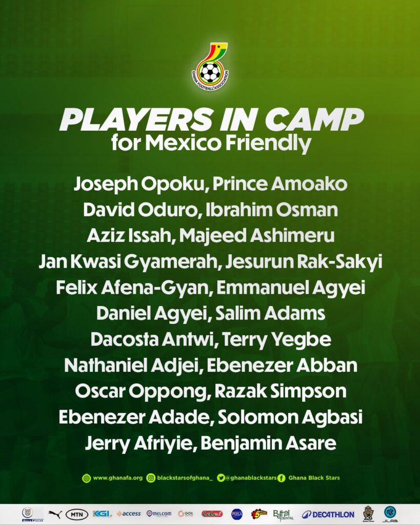 Ghana Black Stars Camp in Puebla for Mexico Friendly