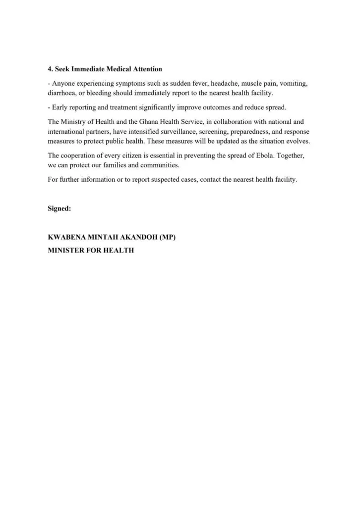 Ghana Issues Urgent Ebola Alert Following WHO Global Emergency Declaration