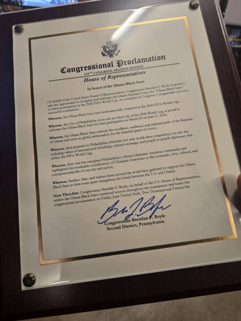 Ghana Black Stars Receive Big United States Honour in Philadelphia