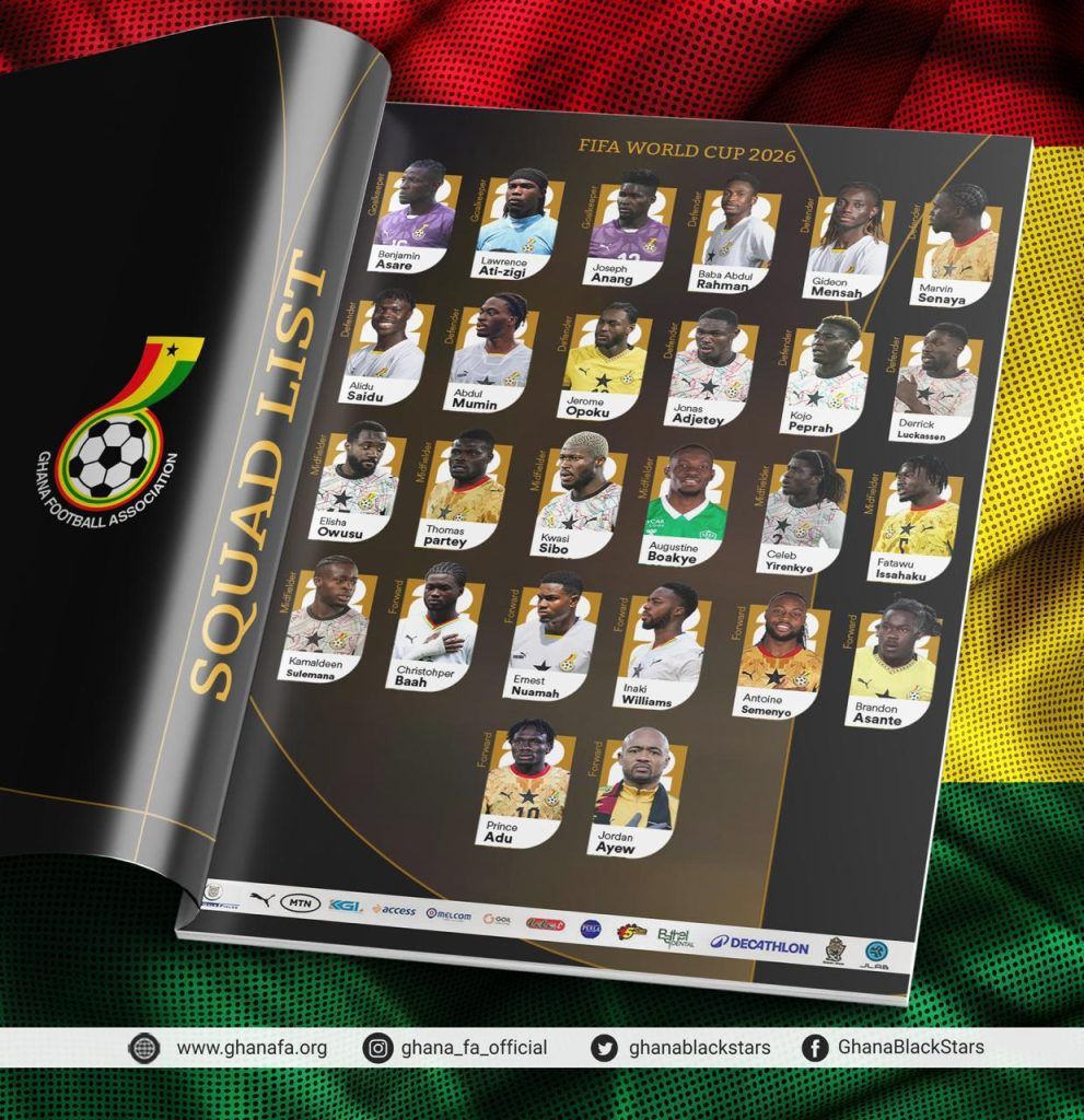 Ghana’s Black Stars Finalize Squad Numbers Ahead of 2026 FIFA World Cup
