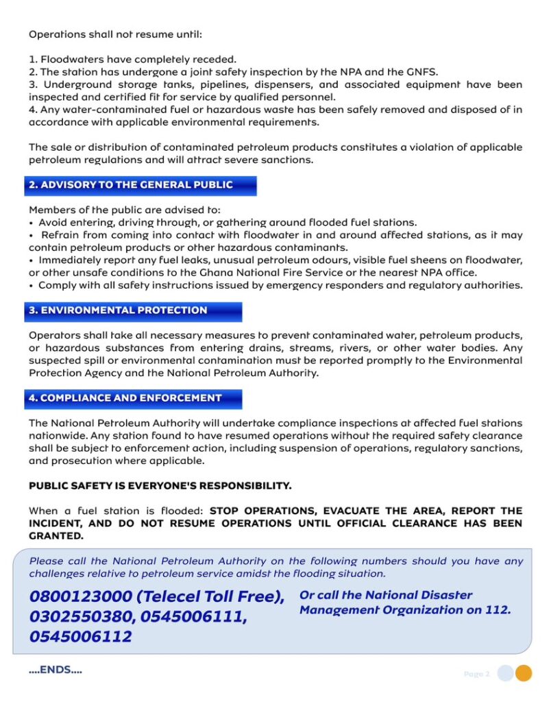 Heavy Rains NPA Issues Mandatory Safety Directives for Flooded Fuel Stations