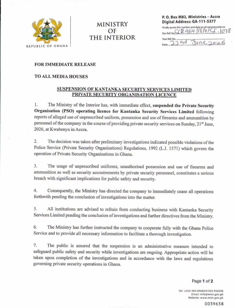 Police Arrest Six Security Guards After Weekend Shooting of Sarah Adwoa Safo