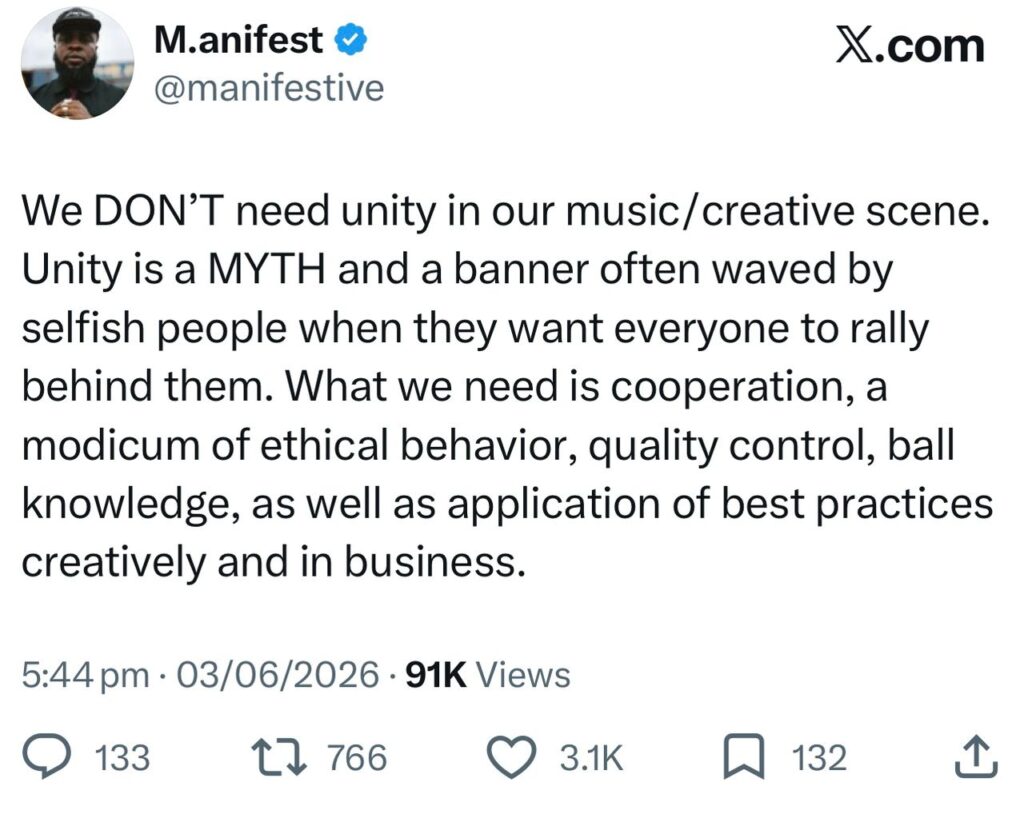 Preaching for Unity in Ghana Music is not Necessary - M.anifest