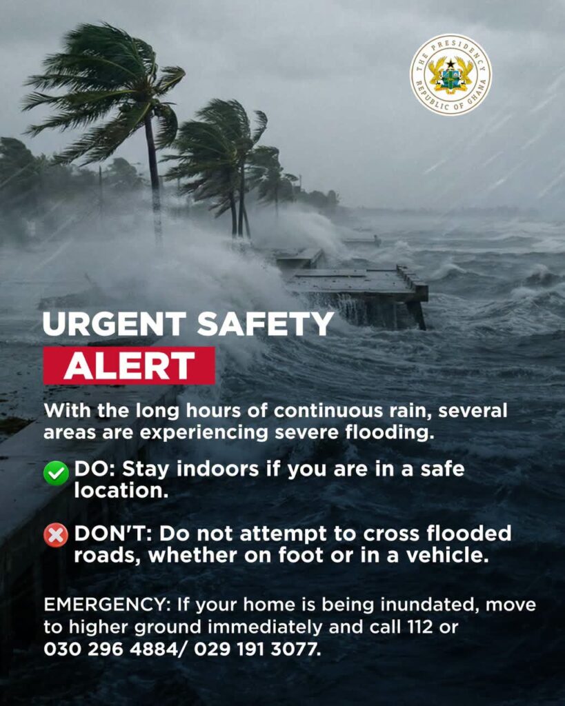 Presidency Issues Urgent Public Safety Alert and Orders Citizens to Stay Indoors During Floods