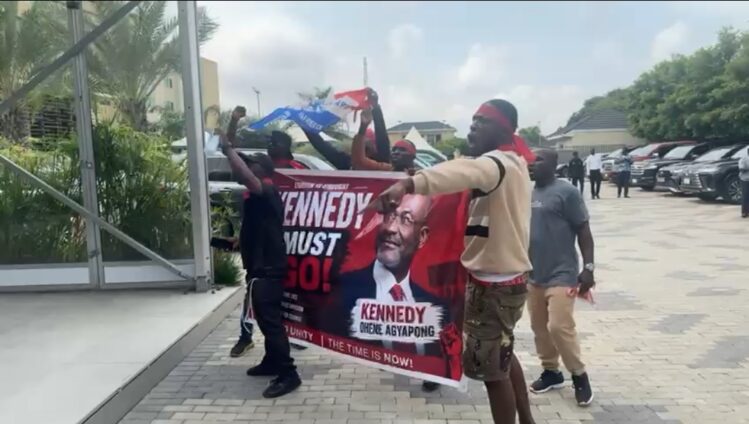 Protests Erupt Outside NPP National Executive Meeting Over Kennedy Agyapong