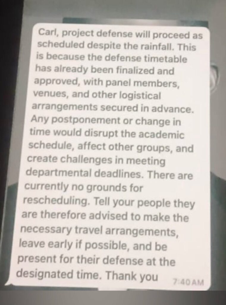 UPSA Insists Project Defense Will Proceed as Scheduled Despite Dangerous Accra Floods