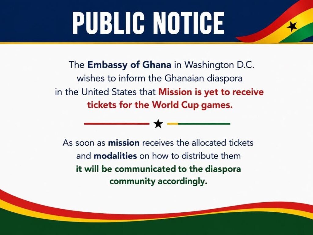 World Cup Tickets: Ghana Embassy in the US Awaits Allocation for Diaspora Fans