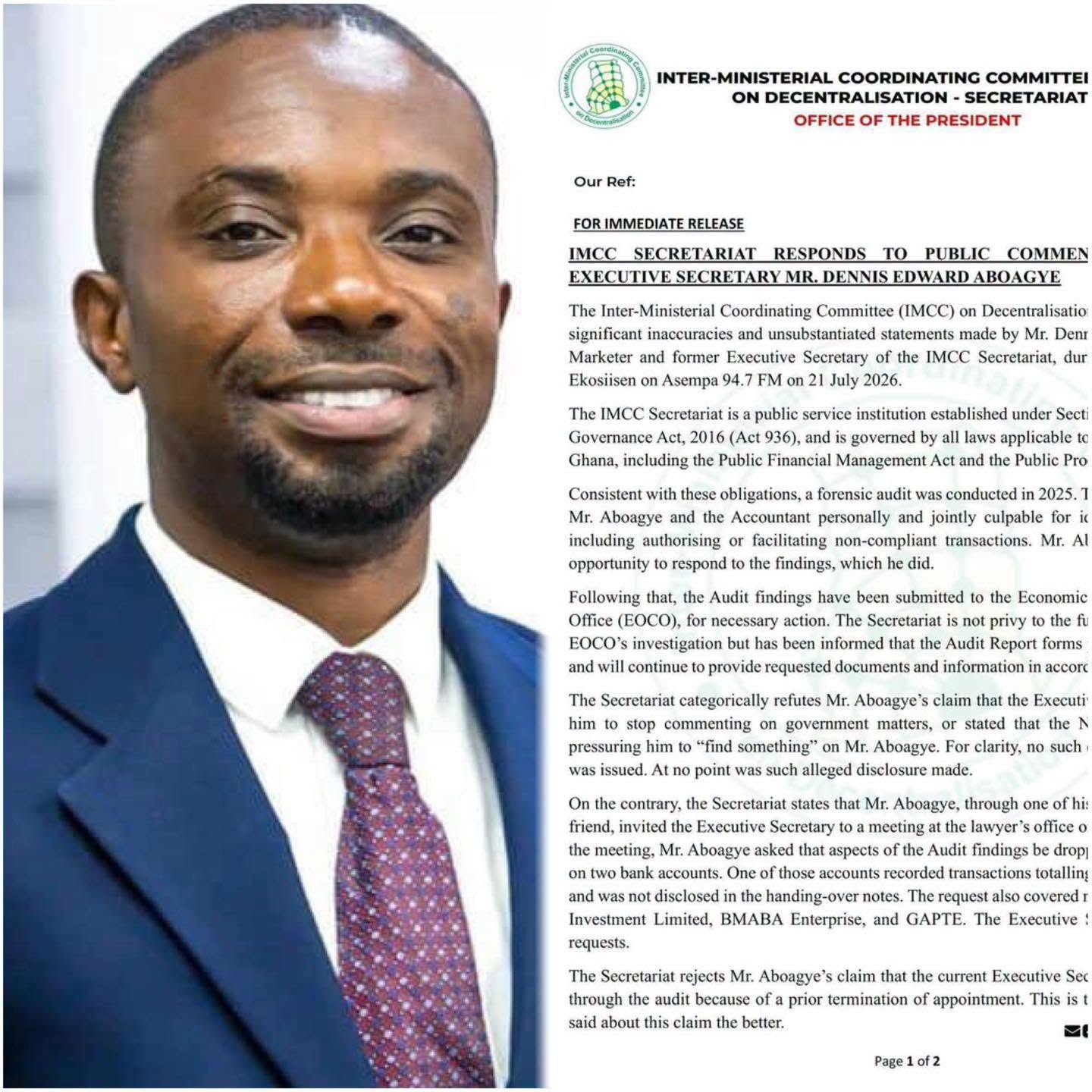 Explosive Audit Exposes Hidden GH102 Million Account of Dennis Miracle Aboagye