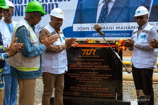 Mahama commends management on the turnaround and commissions the renovated TOR Crude Distillation Unit